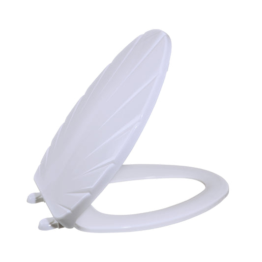 VICAR M-100 Shell Type Slow Close Elongated Toilet Seat – Decorative Shell Design, White