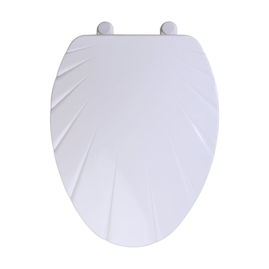 VICAR M-100 Shell Type Slow Close Elongated Toilet Seat – Decorative Shell Design, White